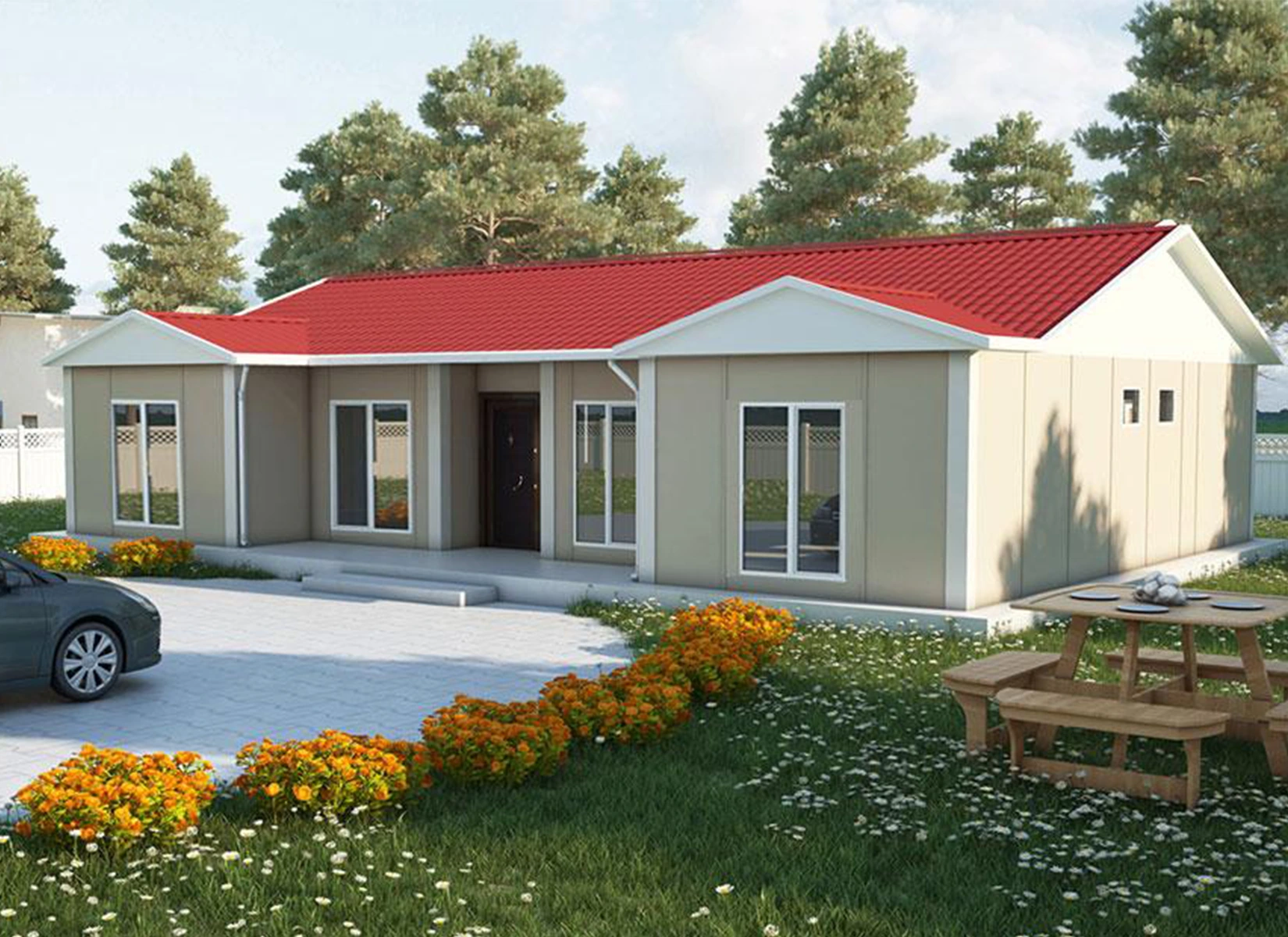 129 m² Tek Katlı Prefabrik Evler dincerler prefabrik ev ve güneş enerji sistemleri- Edirne-Keşan